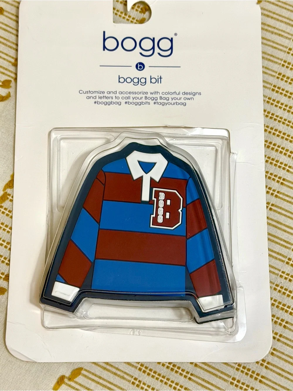 Men's Rugby-Style Sweater Bag Charm in Blue and Burgundy